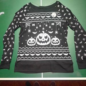 Glow in the Dark Jack-o-lantern Long Sleeve w/ Double Sided Graphics Juniors Med